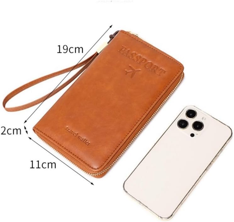 GLOLOOS Multi-Functional RFID Passport Wallet,Travel Wallet for Men & Women,With zipper, anti-theft passport holder，Slim Leather Cover for Credit Cards, Tickets, Cash (Blue) - Image 3